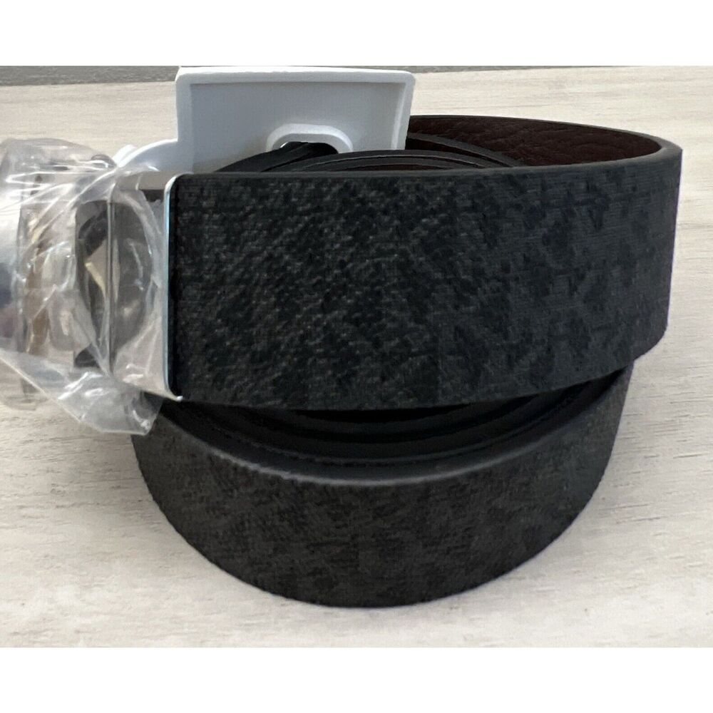 MICHAEL KORS BELT REVERSIBLE BLACK MK LOGO/BROWN 2-Tone MK LOGO BUCKLE STYLE!!
